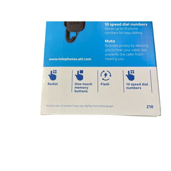 AT&T Trimline Corded Basic Phone NEW 210 Black No AC Power Needed - Picture 11 of 11